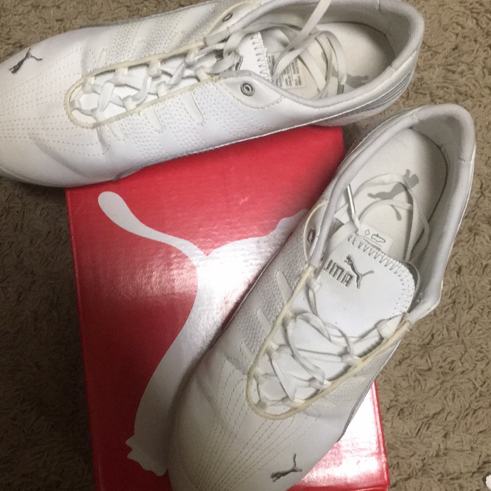 Puma White and Silver Sneakers